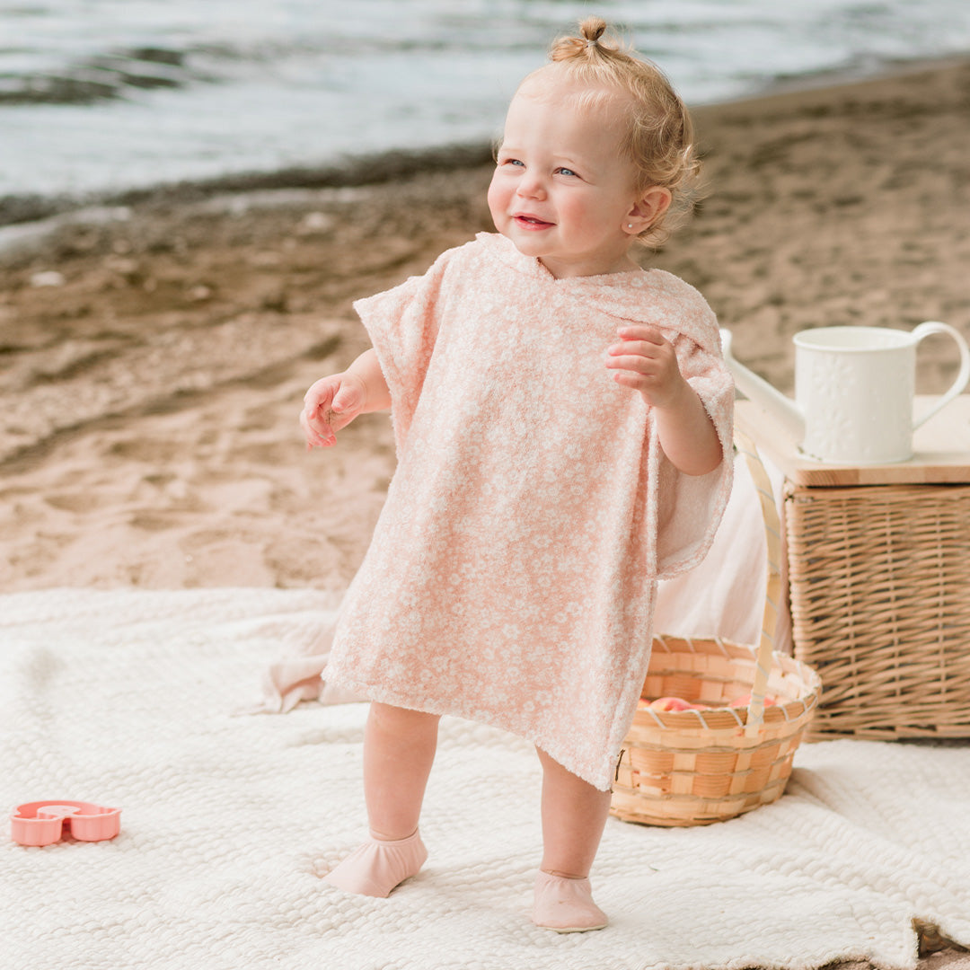 Poncho de plage Fleurs 3-4T