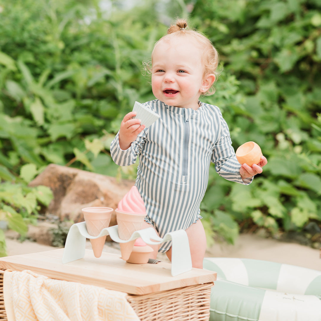 Maillot une pièce à rayures bleues Bébé 3-6 mois