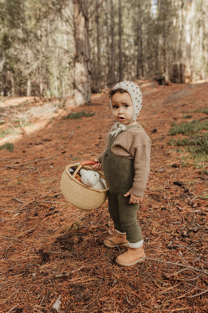 Collant à bretelles Teddy sans pieds Olive 1-2 ans