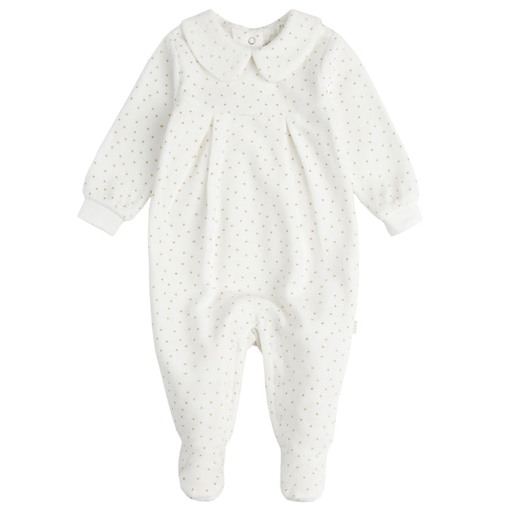 Pyjama une pièce en velour Offwhite home  3 mois