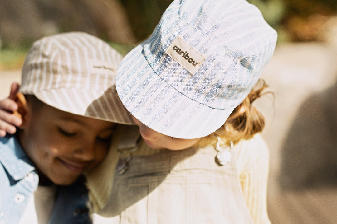 Casquette Rayée Naturel Très grand