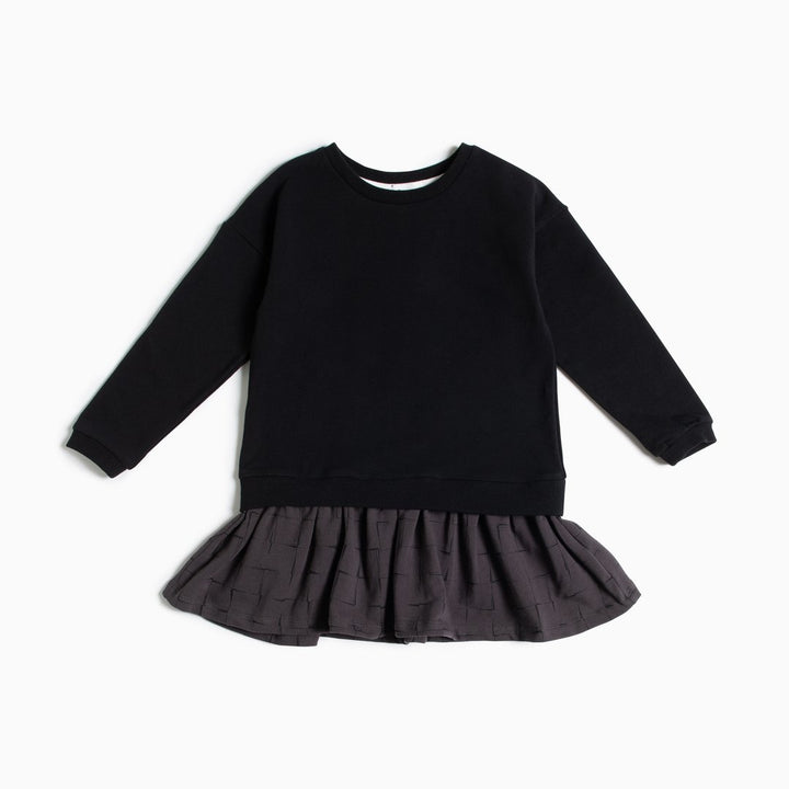 Robe-pull noire avec ourlet à volants à imprimé quadrillé 5 ans