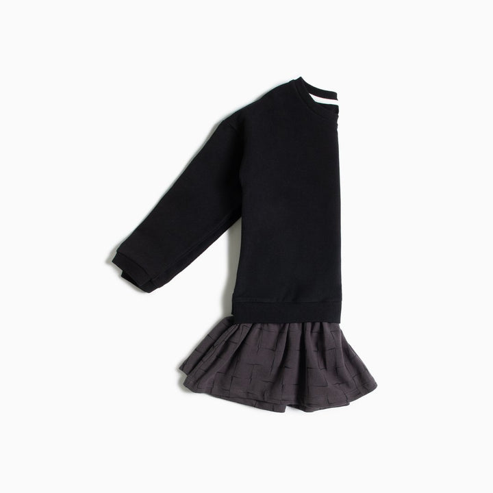 Robe-pull noire avec ourlet à volants à imprimé quadrillé 6 ans