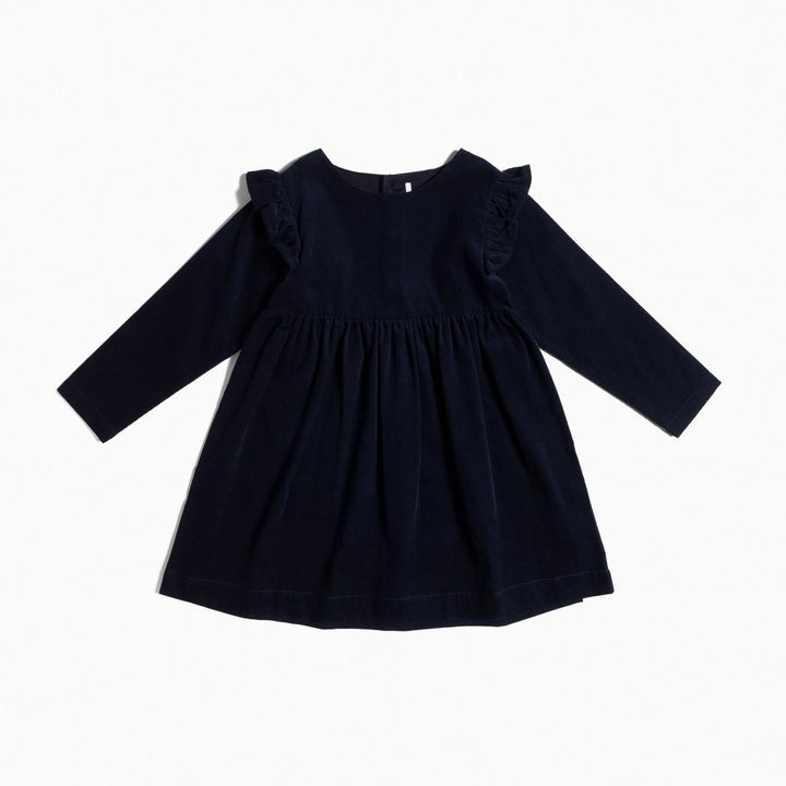 Robe Navy Ruffle Corduroy  5 ans