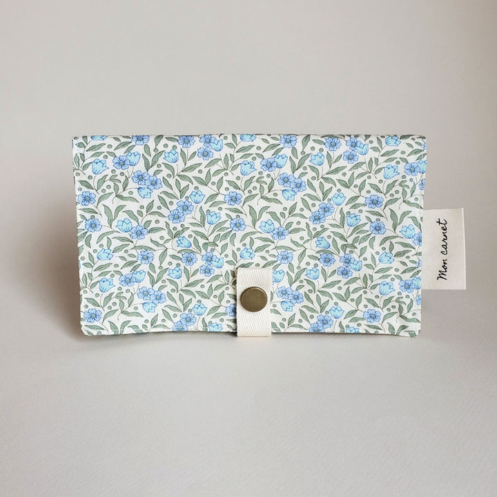 Protège carnet Petites Fleurs Bleues