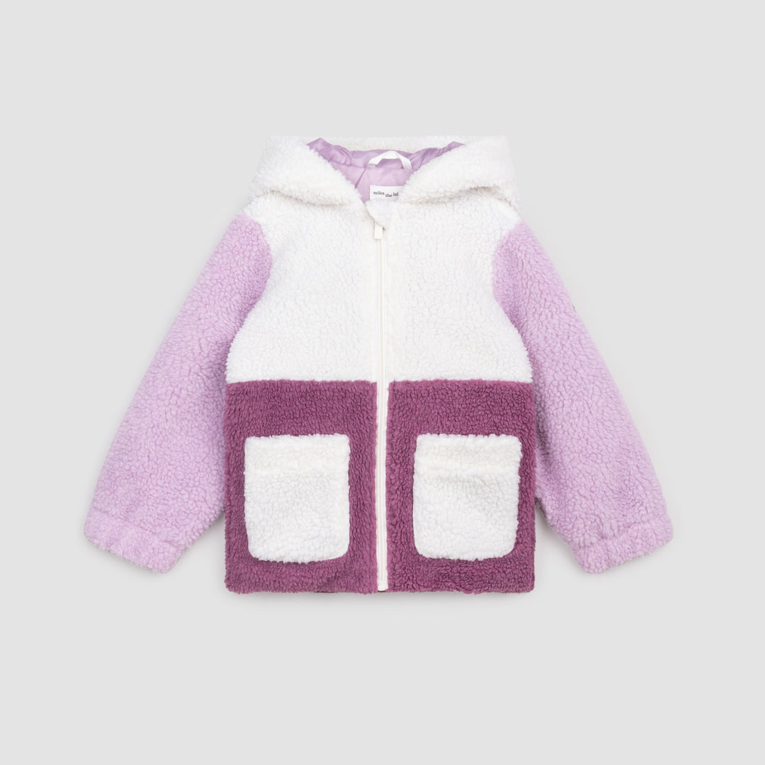 Manteau Sherpa Colorblock Pink 4 ans