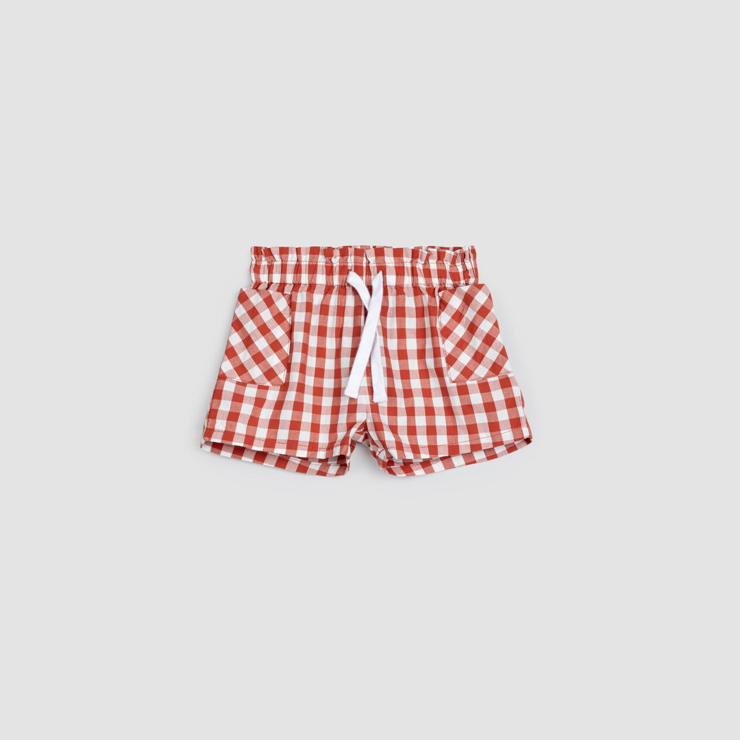 Short Red Gingham Bébé 3 mois