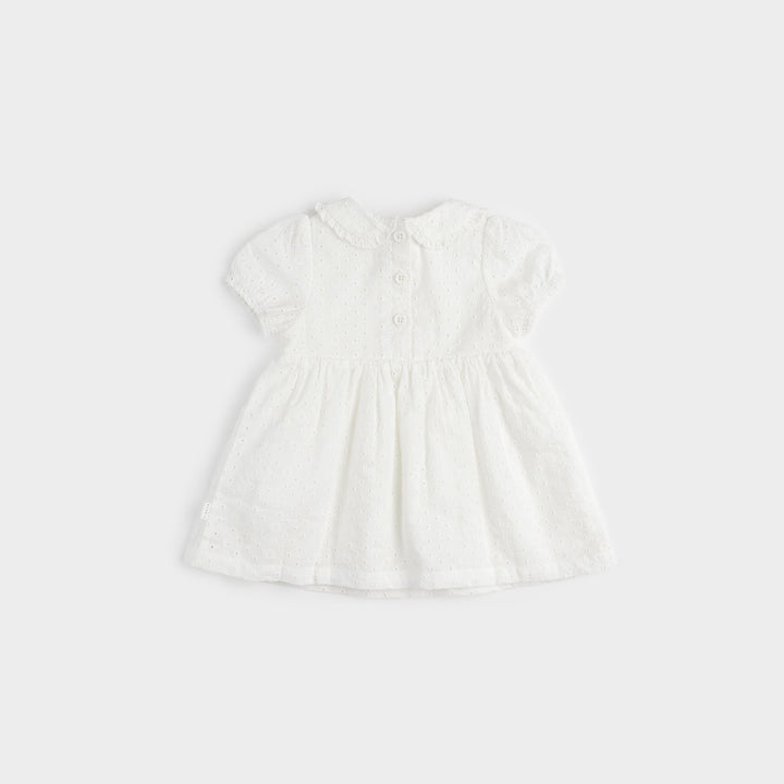 Ensemble robe trois pièces blanc à œillets 12 mois