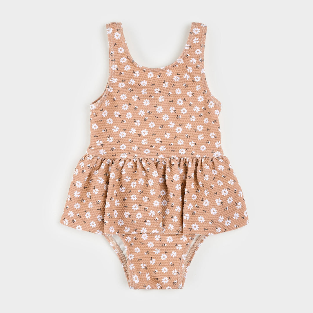 Maillot une pièce Marguerites à jupe rose 2 ans