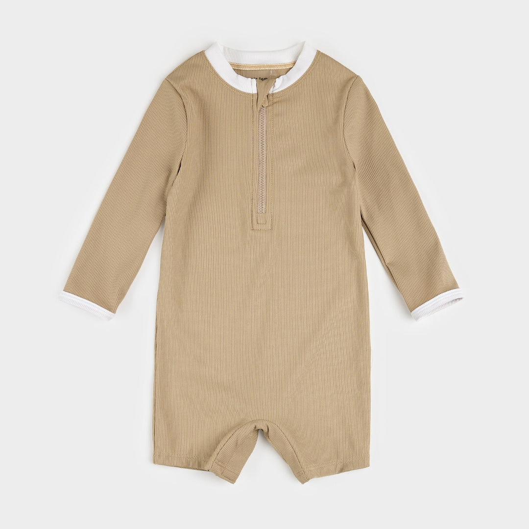 Maillot une pièce côtelé taupe Bébé 0-3 mois