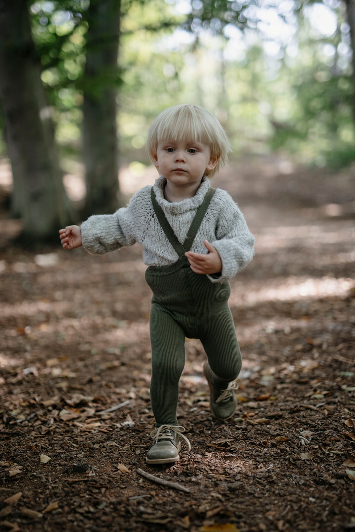 Collant à bretelles avec pieds Olive 3-6 mois