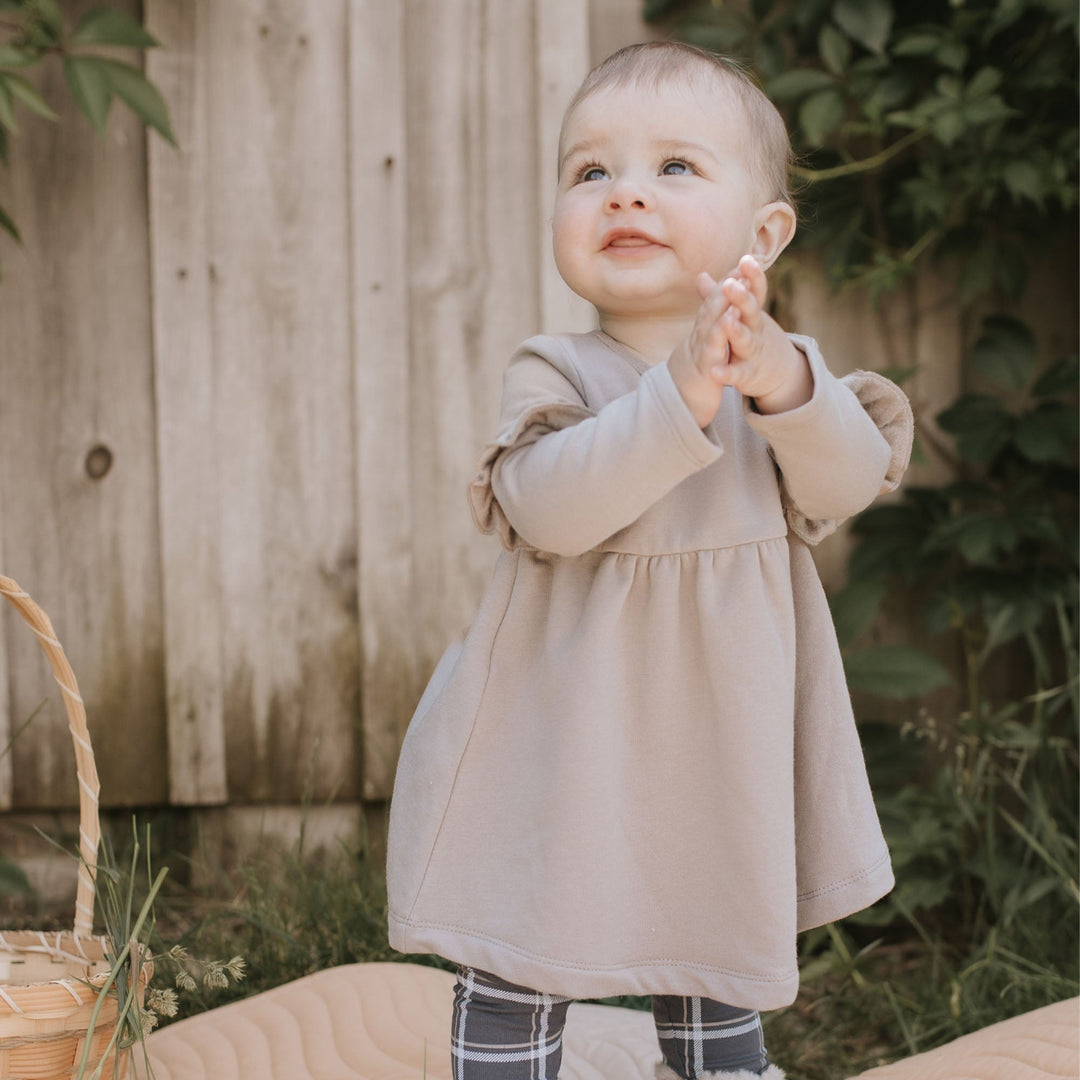 Ensemble Robe et legging Gris et Carreaux  3 mois