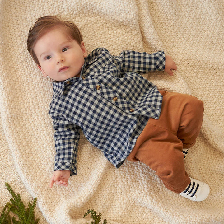 Chemise et pantalon Gingham Navy  12 mois