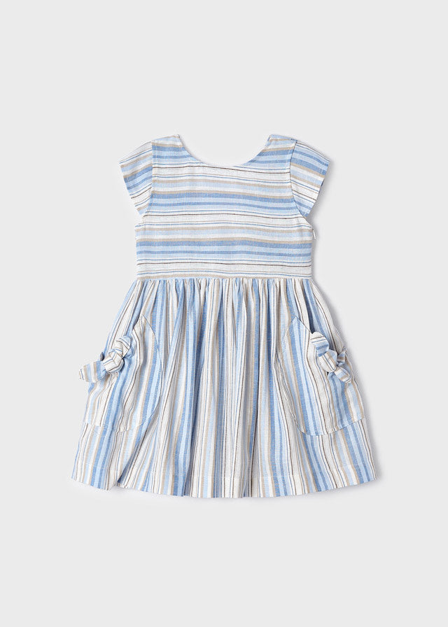 Robe rayée avec poches à bouclette 2 ans