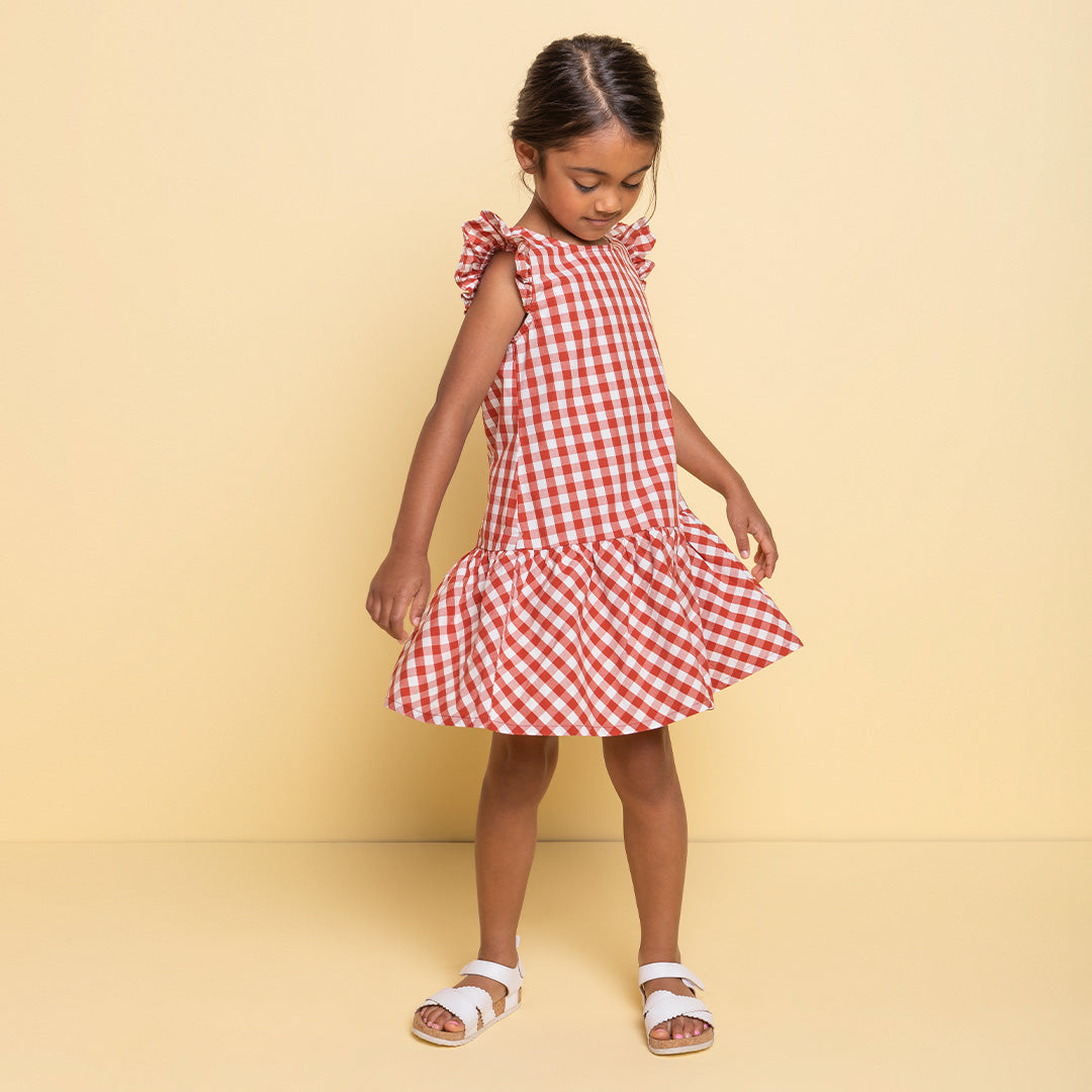 Robe sans manches Red Gingham  3 ans