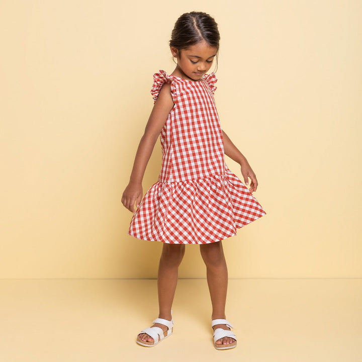 Robe sans manches Red Gingham  3 ans