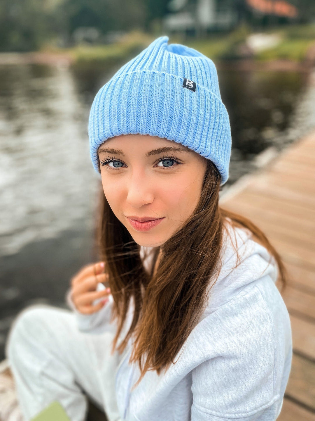 Tuque en tricot Bleu Ciel M