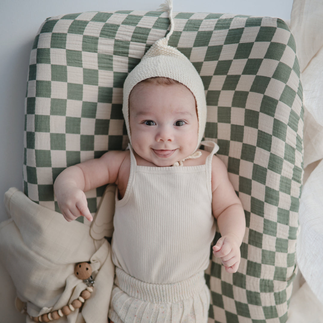 Housse de coussin à langer Olive Check