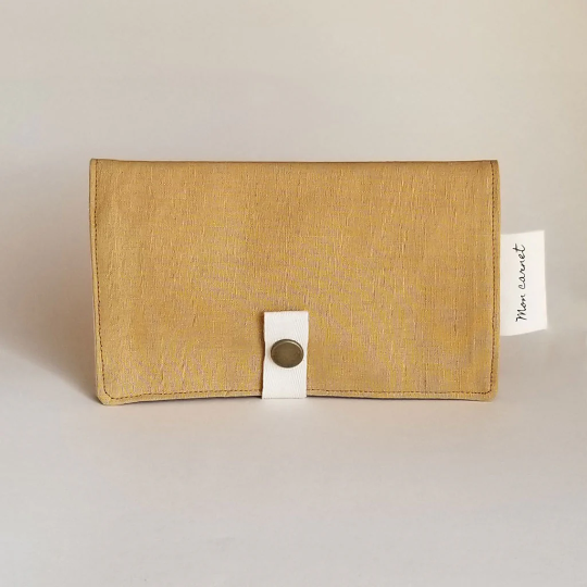 Protège carnet Lin ocre foncé