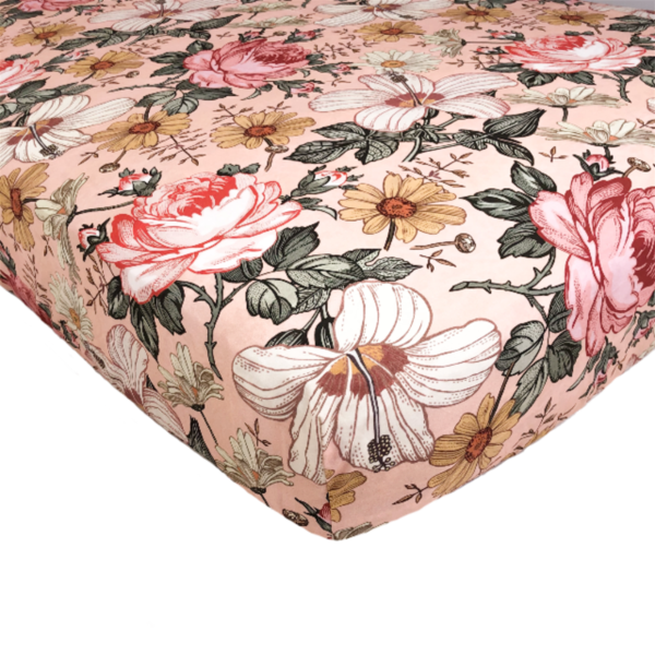 Drap contour de bassinette Garden floral Pink