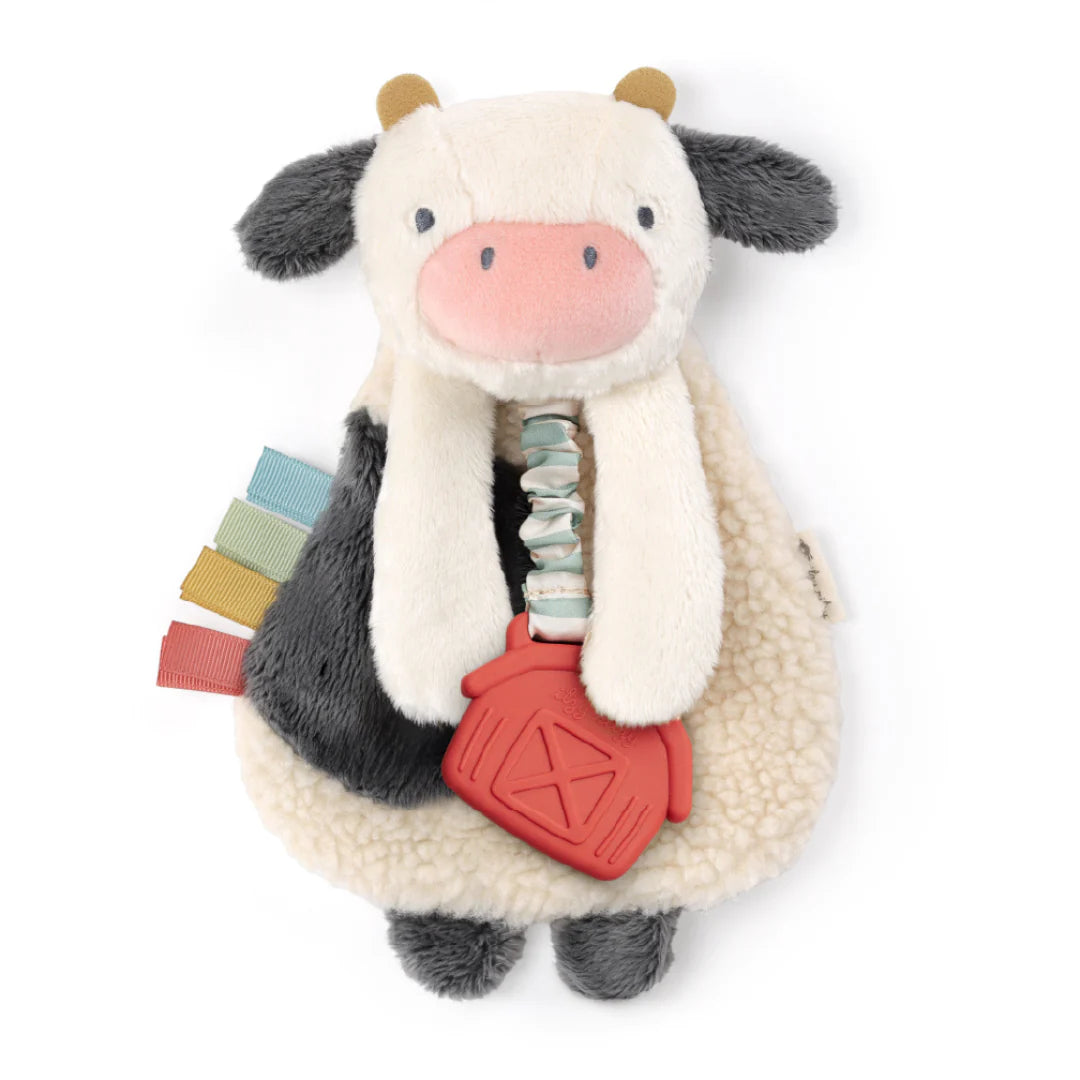 Peluche apaisante avec jouet de dentition Vache