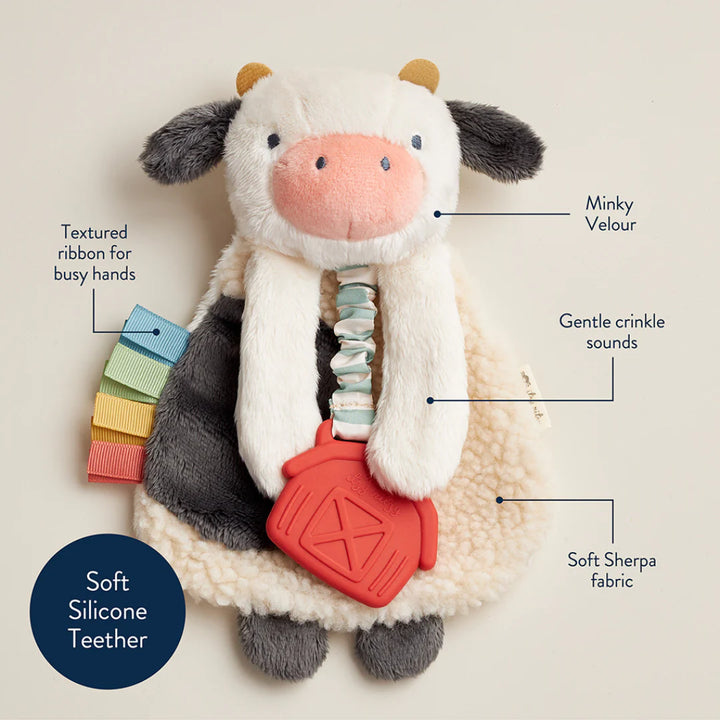 Peluche apaisante avec jouet de dentition Vache