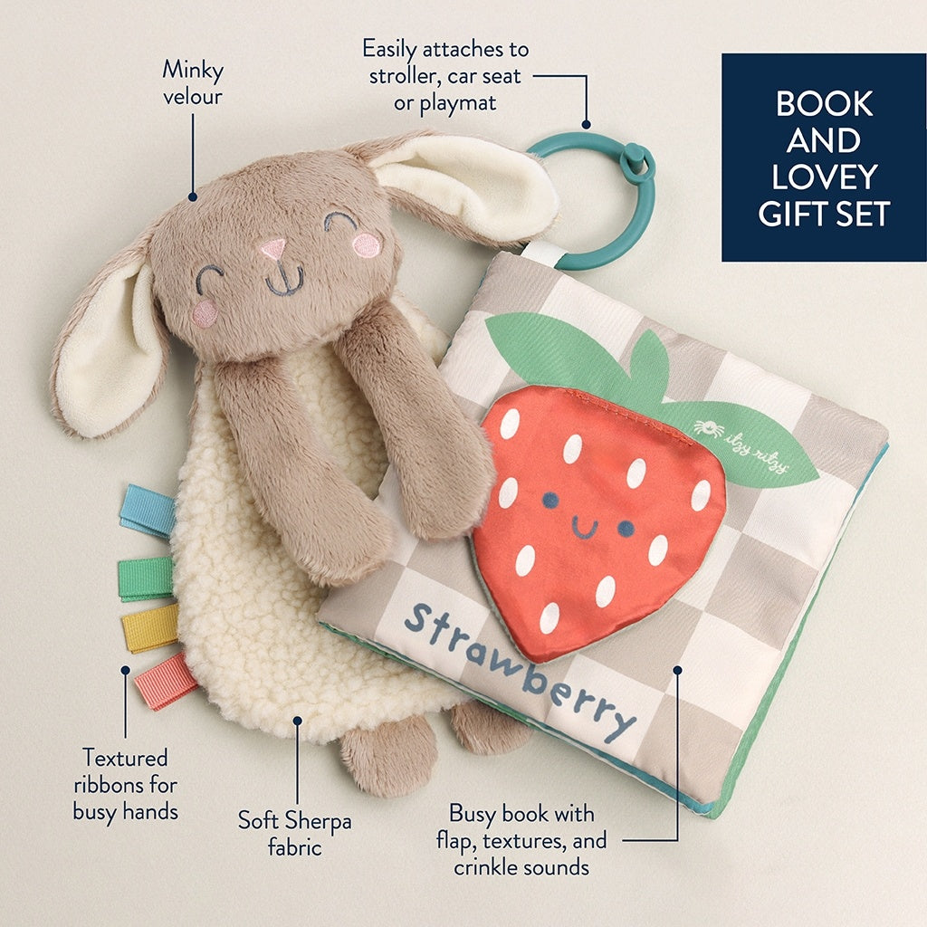 Ensemble peluche et livre sensoriel Lapin