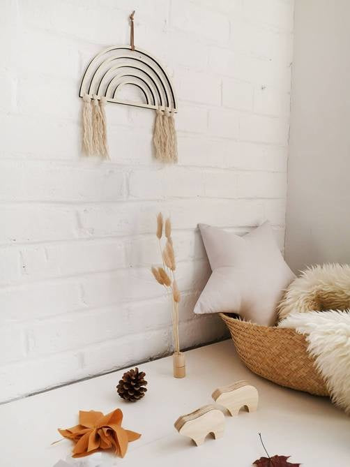 Arc-en-ciel en bois style boho Naturel