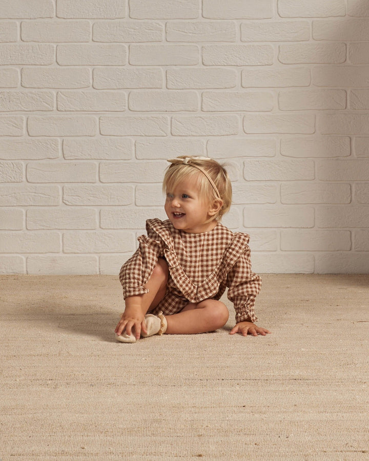 Romper Winnie Gingham Brown  12-18 mois