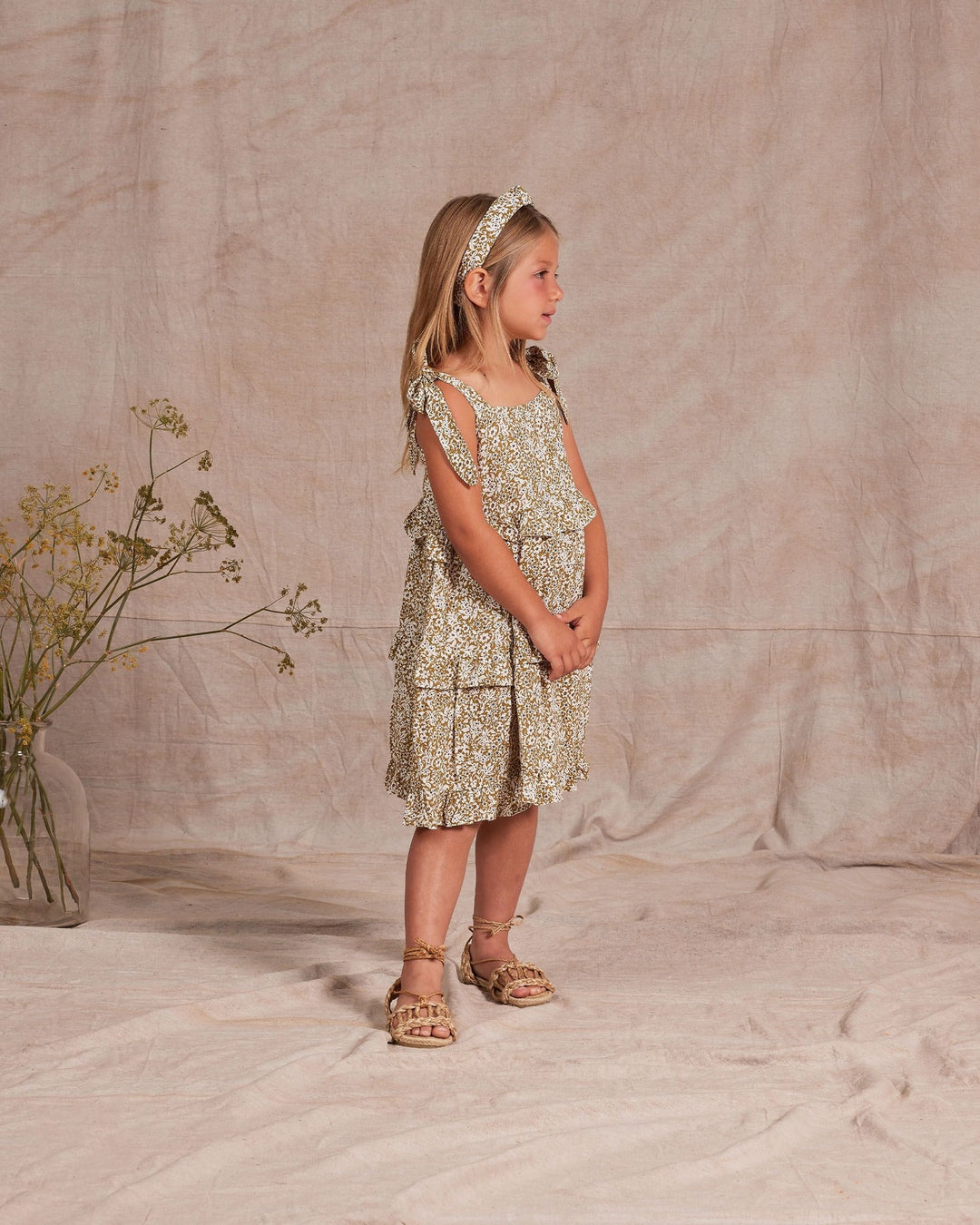 Robe Ruffled swing Ochre   6-7 ans