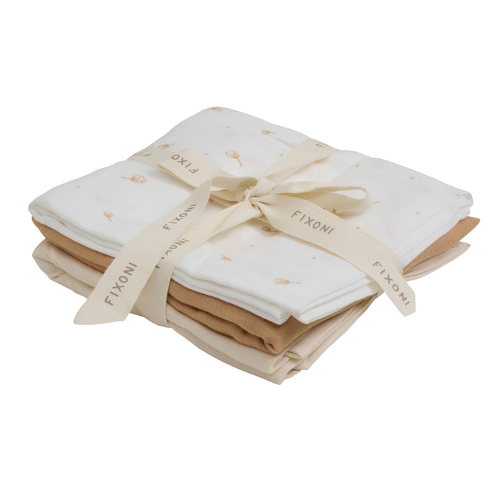 Trio de grandes mousselines Dandelions Beige