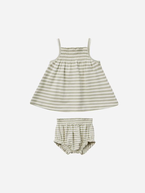 Ensemble Camisole et bloomer Sage stripe  0-3 mois