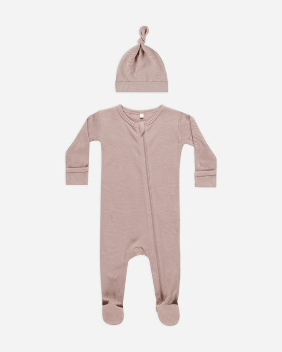 Pyjama et bonnet Gaufré Mauve Nouveau-né