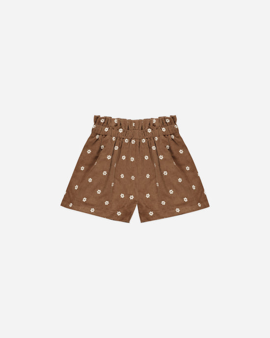 Short paperback brodés Fleurs 4-5 ans