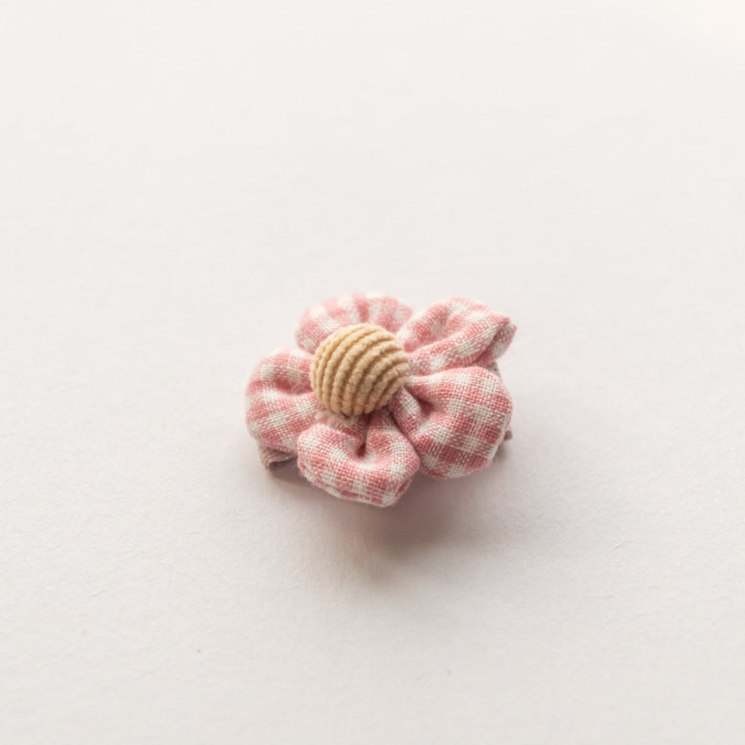 Barrette Fleur Gingham Rose