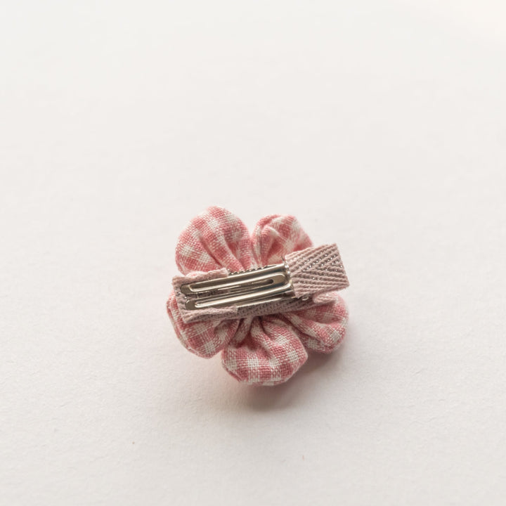 Barrette Fleur Gingham Rose