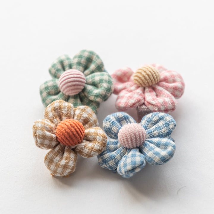 Barrette Fleur Gingham Rose