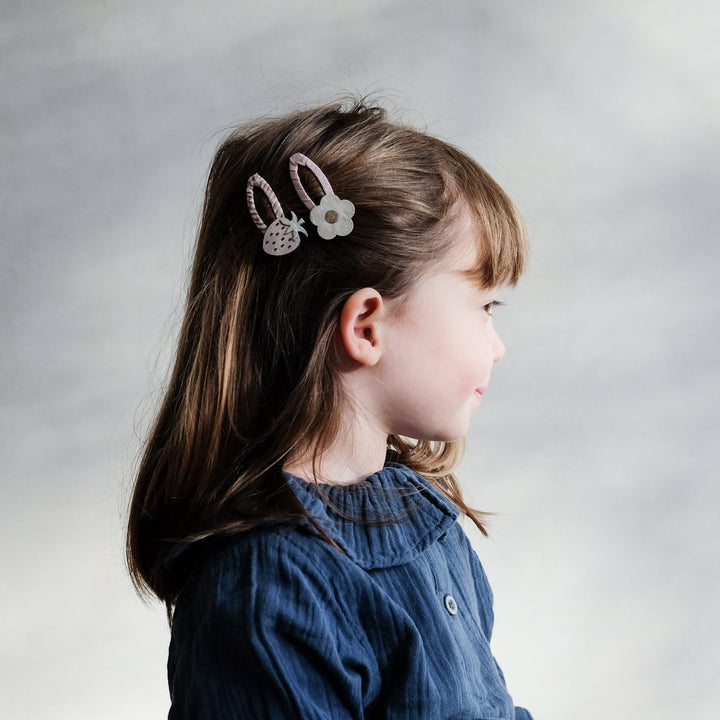 Barrettes Fraises Fleurs