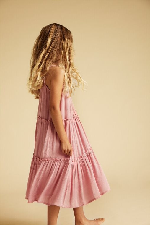 Robe en crêpe Rose 5 ans